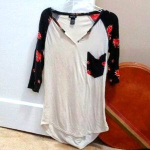 Rue 21 Floral Colorblock Top